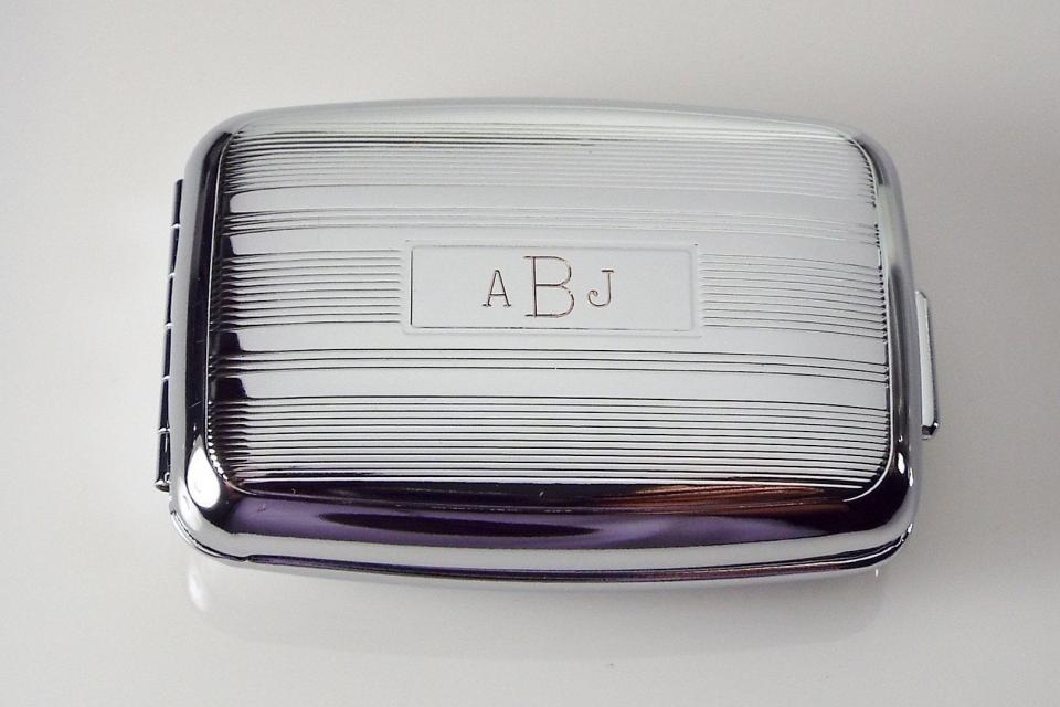 Personalized Pill Box Custom Engraved Stylish Linear Design Two Compartment -Hand Engraved