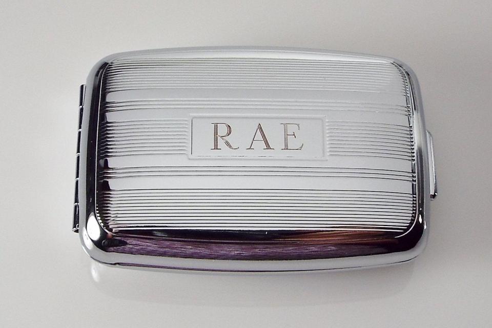 Personalized Pill Box Custom Engraved Stylish Linear Design Two Compartment -Hand Engraved