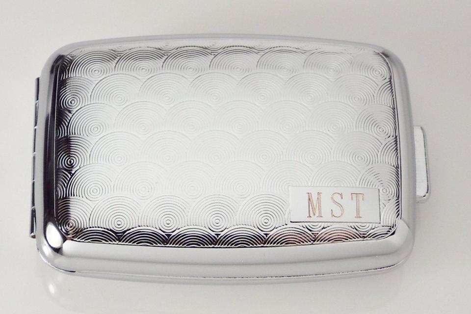 Pill Box Custom Engraved Personalized Spirals Design Silver Pill Box -Hand Engraved