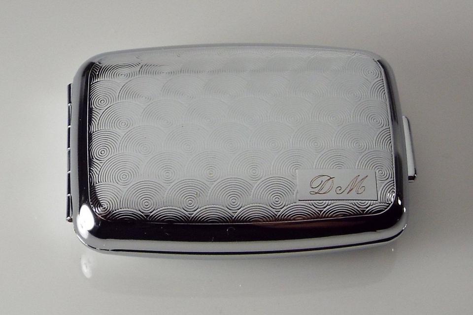 Pill Box Custom Engraved Personalized Spirals Design Silver Pill Box -Hand Engraved