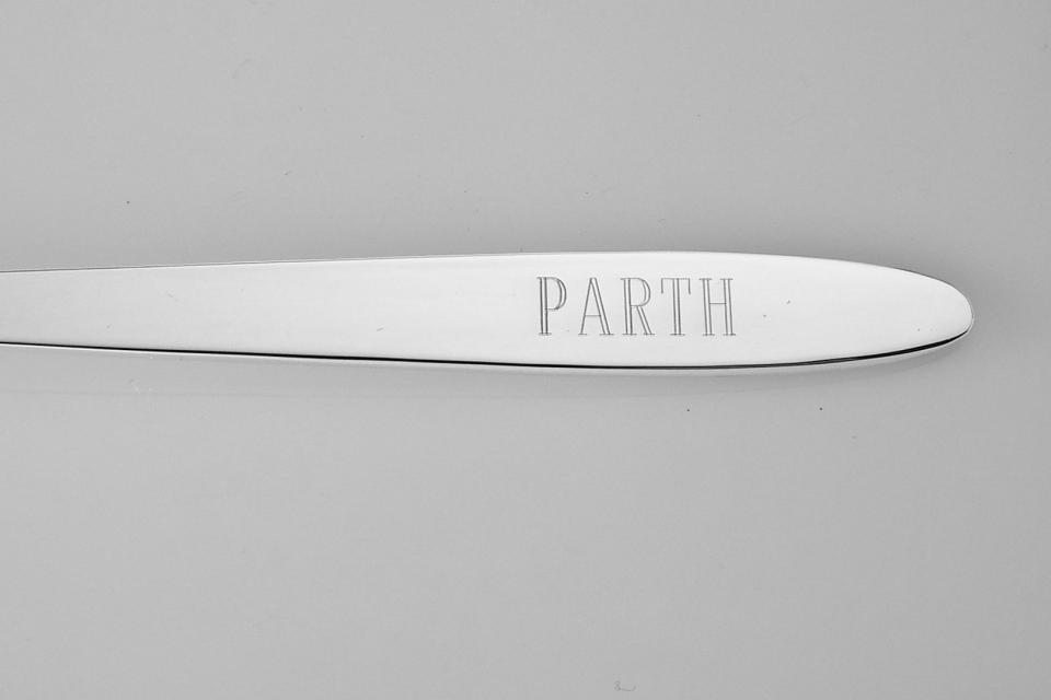 Custom Engraved Personalized Baby Feeding Spoon Silver Plated - Hand Engraved