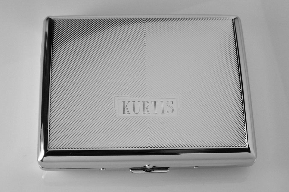 Custom Engraved Cigarette Case Personalized Double Sided 100s Textured Design Case  -Hand Engraved