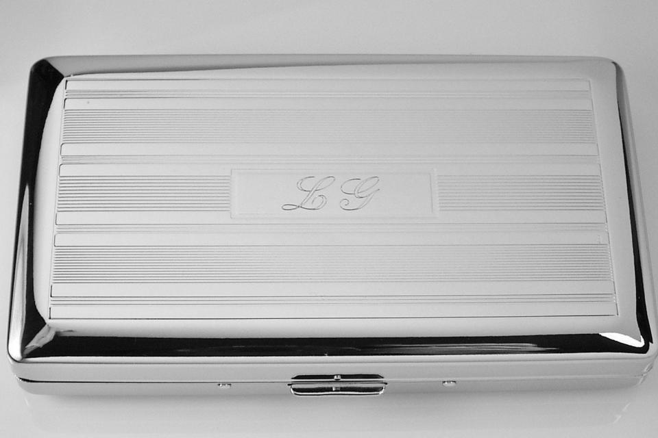 Custom Engraved Cigarette Case Personalized Double Sided Linear Design 120s Cigarette Holder -Hand Engraved