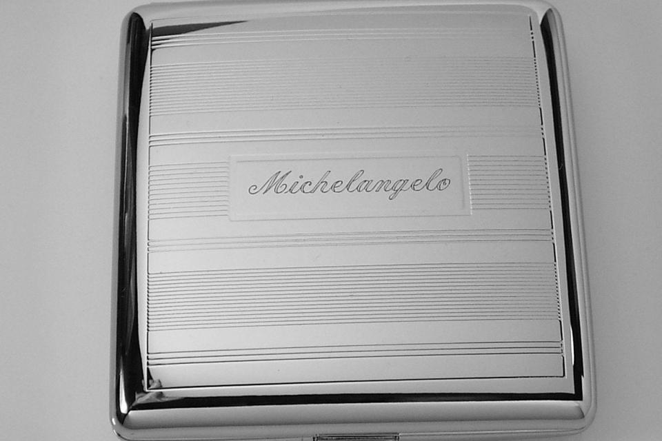 Custom Engraved Personalized Cigarette Case Double Sided Linear Design Kings Case -Hand Engraved
