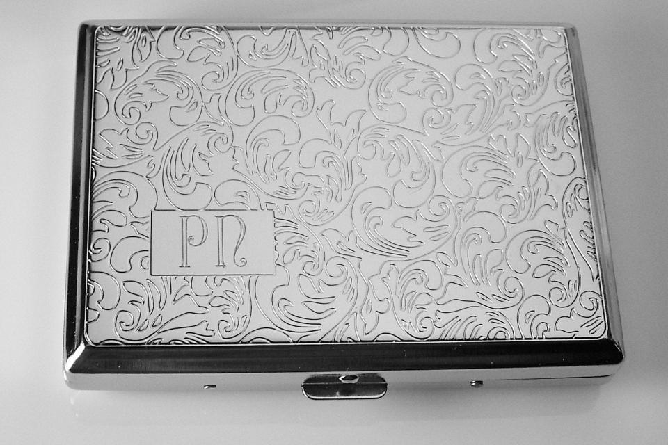 Custom Engraved Personalized Cigarette Case Double Sided 100s Case with Paisley Design  -Hand Engraved