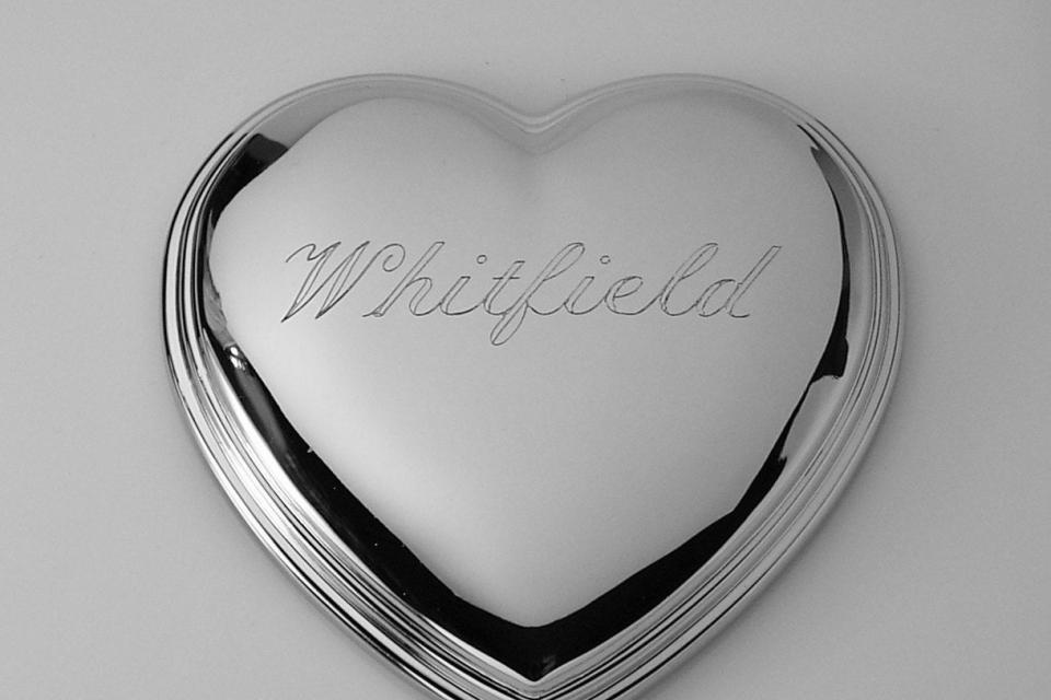 Jewelry Box Custom Engraved Personalized Silver Heart Shape Jewelry Box - Hand Engraved