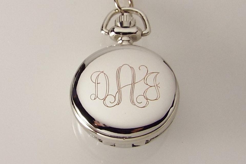 Personalized Pendant Watch Flower Design Custom Engraved Necklace Watch - Hand Engraved