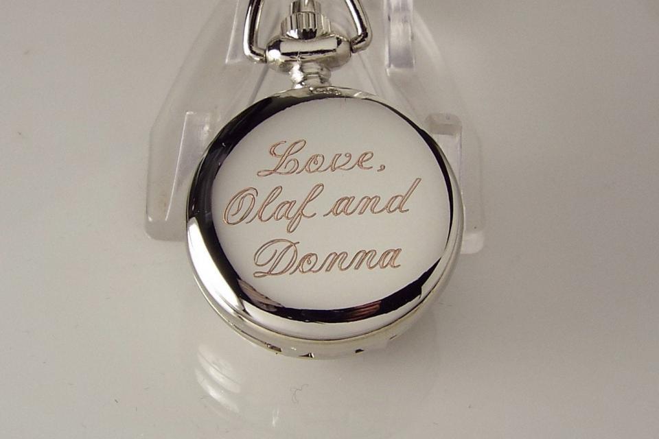Personalized Pendant Watch Flower Design Custom Engraved Necklace Watch  - Hand Engraved