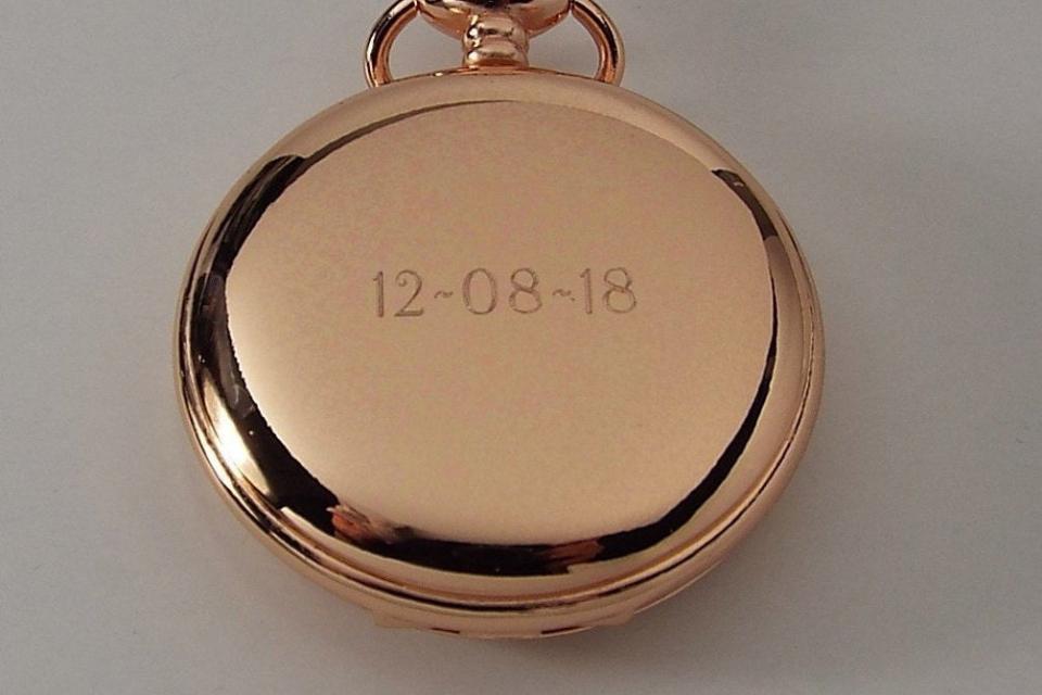 Personalized Pocket Watch Custom Engraved Rose Gold Color Quartz Pocket Watch with White Dial - Hand Engraved