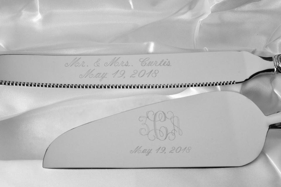 Wedding Cake Server Set Custom Engraved Personalized Serving Set in Westwood Design - Hand Engraved