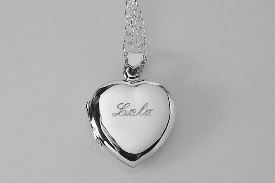 Custom Engraved Locket Personalized Sterling Silver Heart Locket 3/4 Inch - Hand Engraved