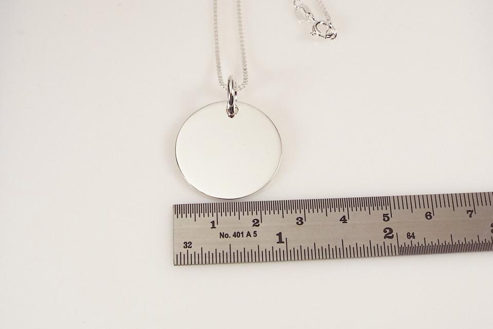 Monogram Necklace Custom Engraved Sterling Silver 1 Inch Round Personalized - Hand Engraved