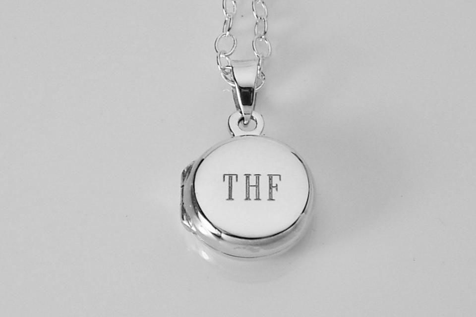Personalized Sterling Silver Round Locket Petite 1/2 Inch Custom Engraved - Hand Engraved