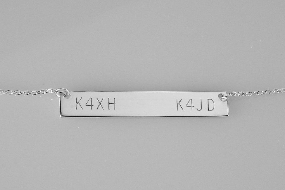 Personalized Thin Bar Name Necklace Custom Engraved Sterling Silver - Hand Engraved