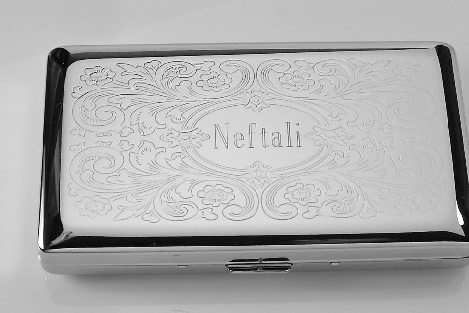 Custom Engraved Personalized 120s Cigarette Case Double Sided with Scroll Design -Hand Engraved