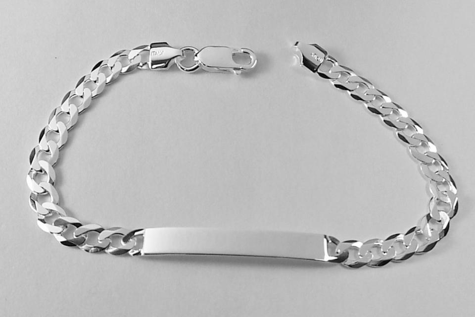 Custom Engraved Personalized Sterling Silver Lightweight 8 Inch Slim ID Bracelet - Hand Engraved