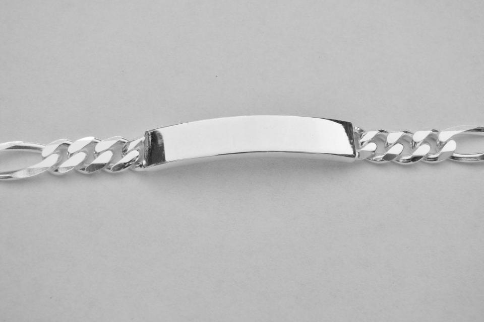 Custom Engraved ID Bracelet Sterling Silver 7 Inch Length Personalized - Hand Engraved