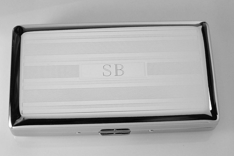 Custom Engraved Cigarette Case Personalized Double Sided Linear Design 120s Cigarette Holder -Hand Engraved