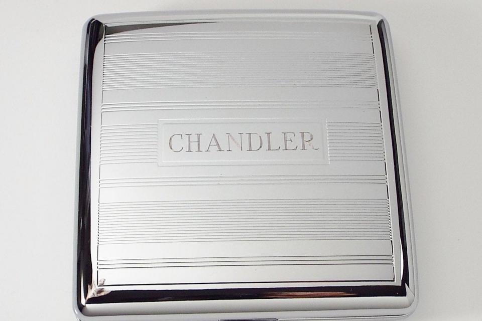 Custom Engraved Personalized Cigarette Case Double Sided Linear Design Kings Case -Hand Engraved