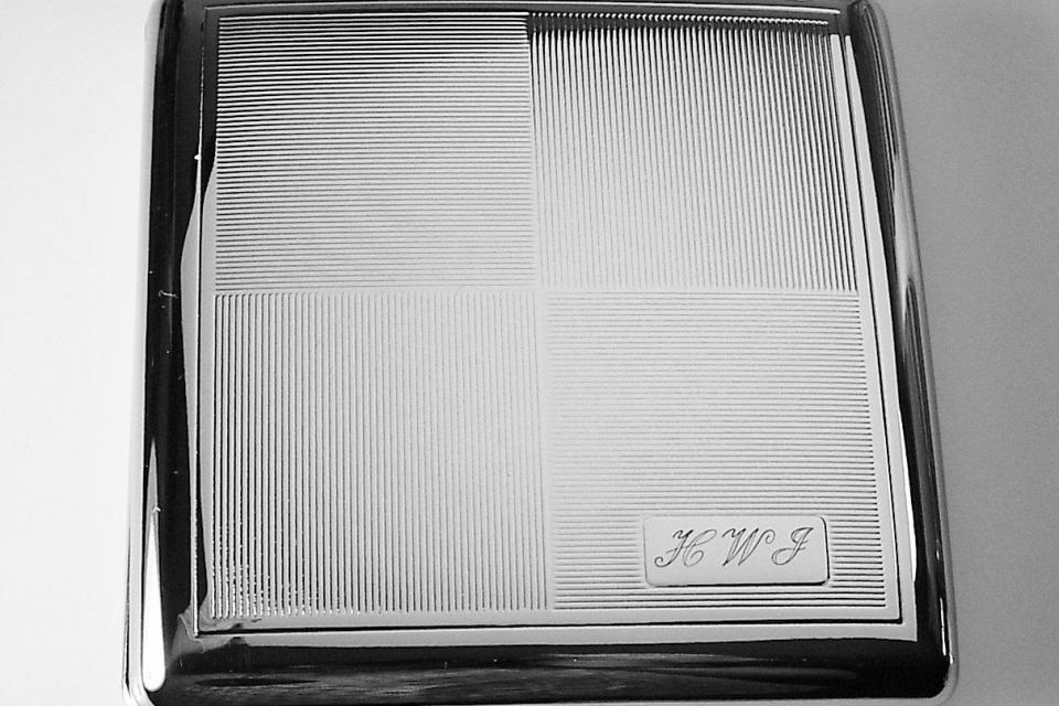 Cigarette Case Custom Engraved Personalized Checkerboard Design Double Sided Kings Cigarette Case -Hand Engraved