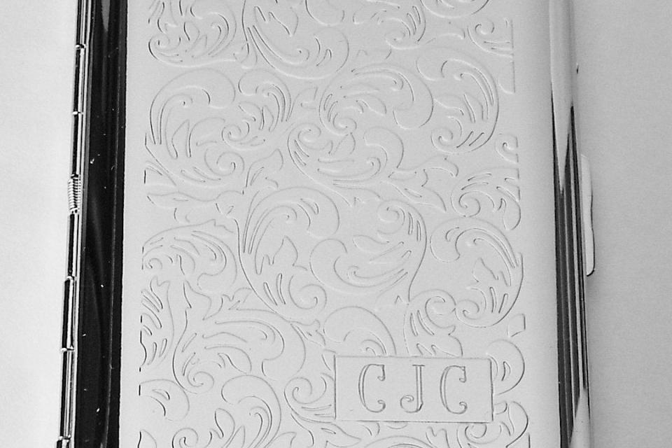 Custom Engraved Business Card Case Paisley Design Business Card or Single Sided Cigarette Case -Hand Engraved