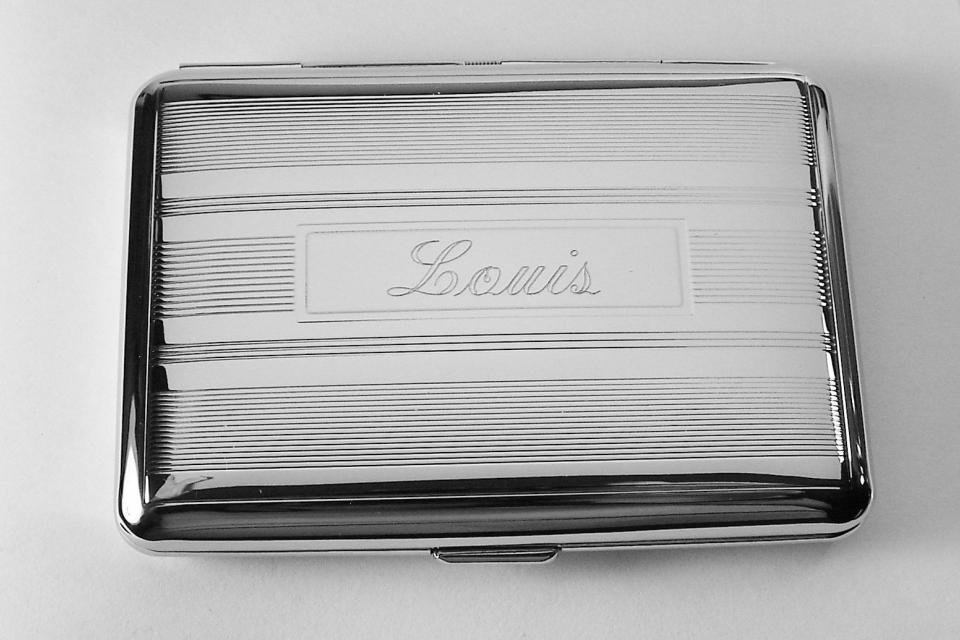 Custom Engraved Cigarette or Business Card Case Personalized Double Sided Linear Design Kings Cigarette Holder  -Hand Engraved