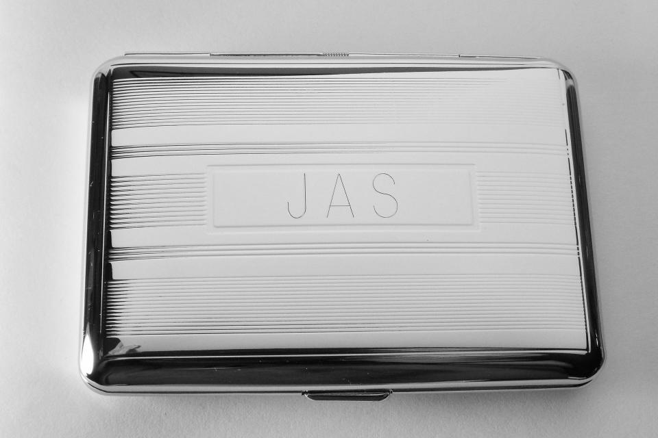 Custom Engraved Cigarette or Business Card Case Personalized Double Sided Linear Design Kings Cigarette Holder -Hand Engraved