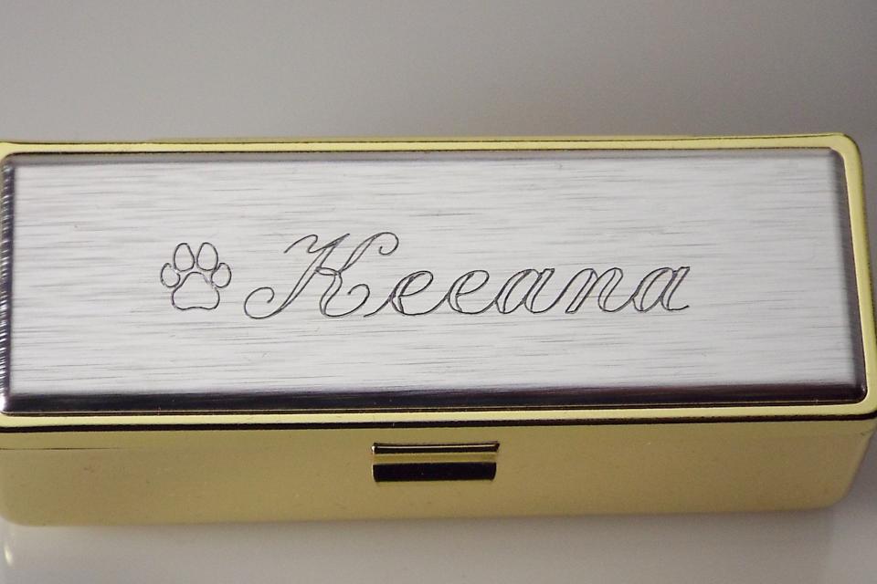 Lipstick Case Personalized Custom Engraved Single Lipstick Case with Mirror Gold with Silver Top  - Hand Engraved