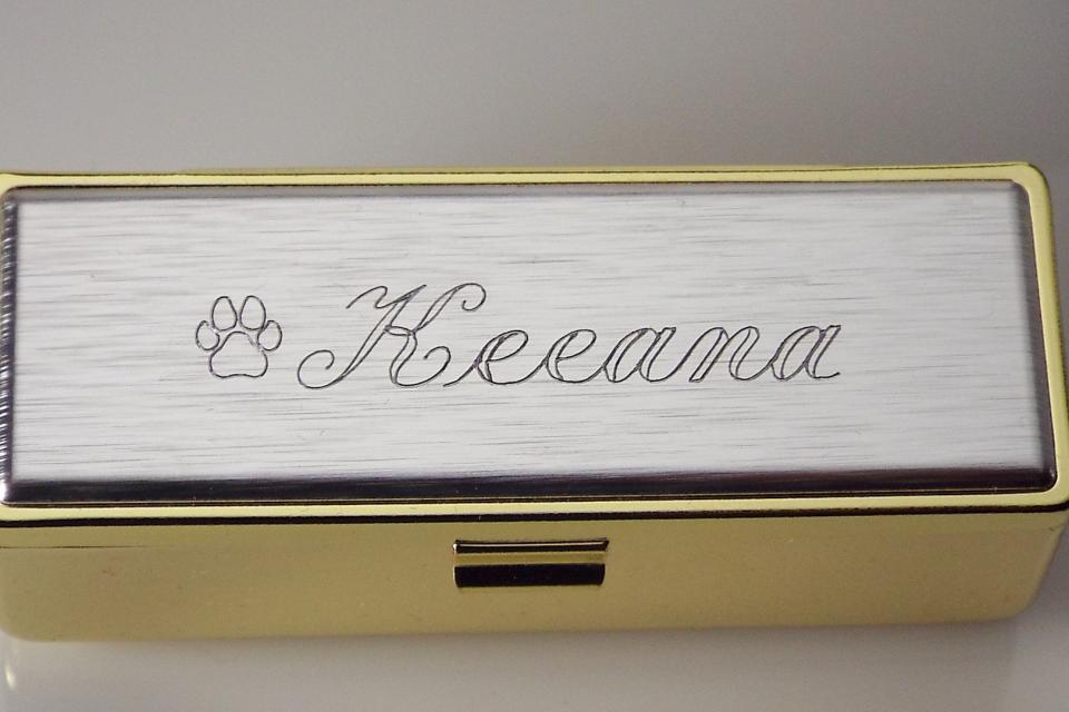 Lipstick Case Personalized Custom Engraved Single Lipstick Case with Mirror Gold with Silver Top - Hand Engraved