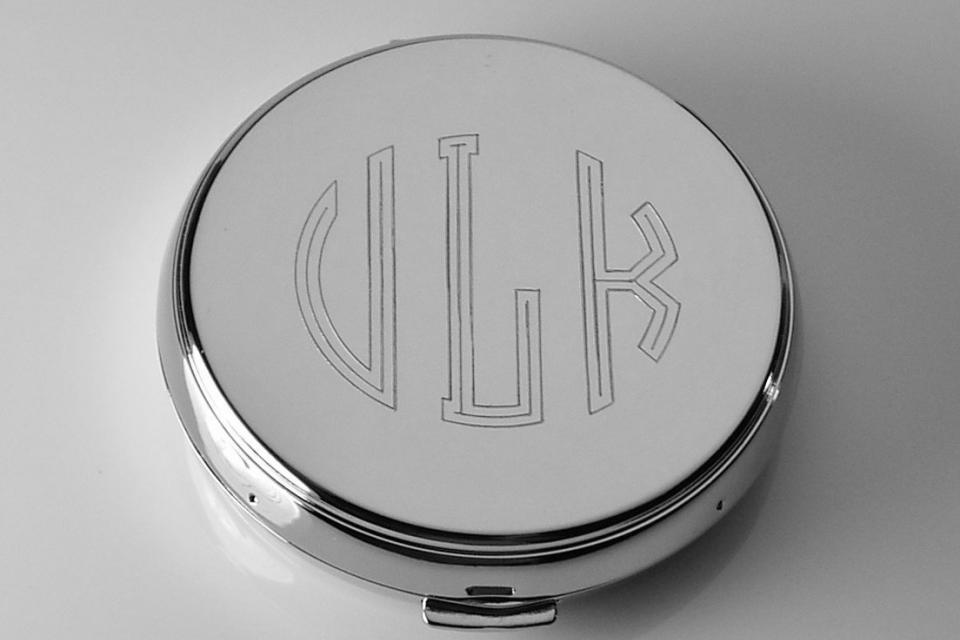 Custom Engraved Compact Mirror Personalized Non Tarnish Nickel Plated Flat Purse Mirror - Hand Engraved