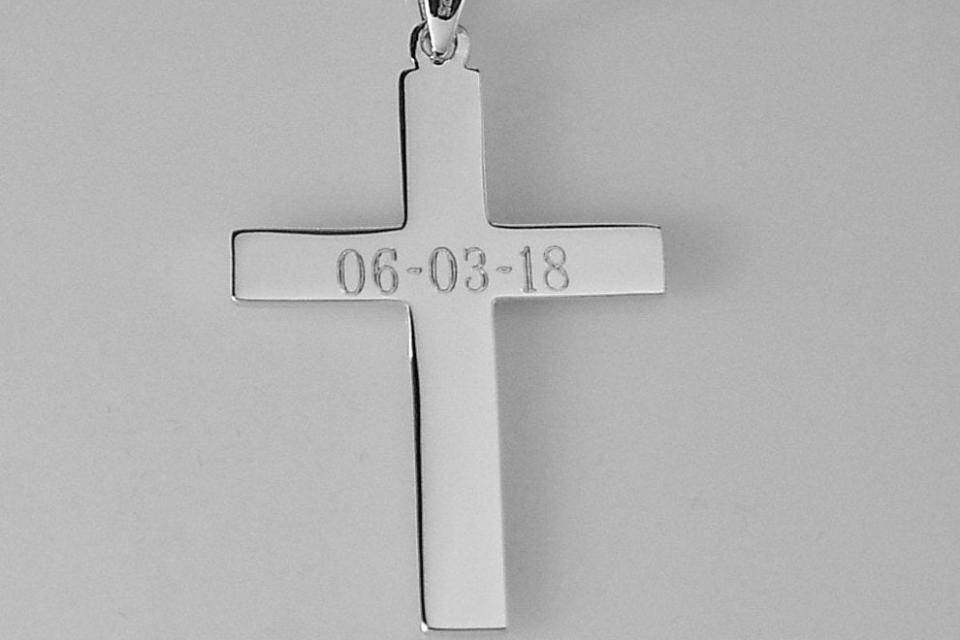 Personalized Custom Engraved Solid Sterling Silver Cross Pendant - Hand Engraved