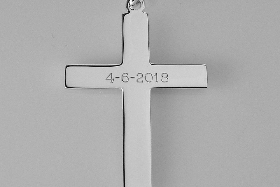 Personalized Custom Engraved Solid Sterling Silver Cross Pendant - Hand Engraved