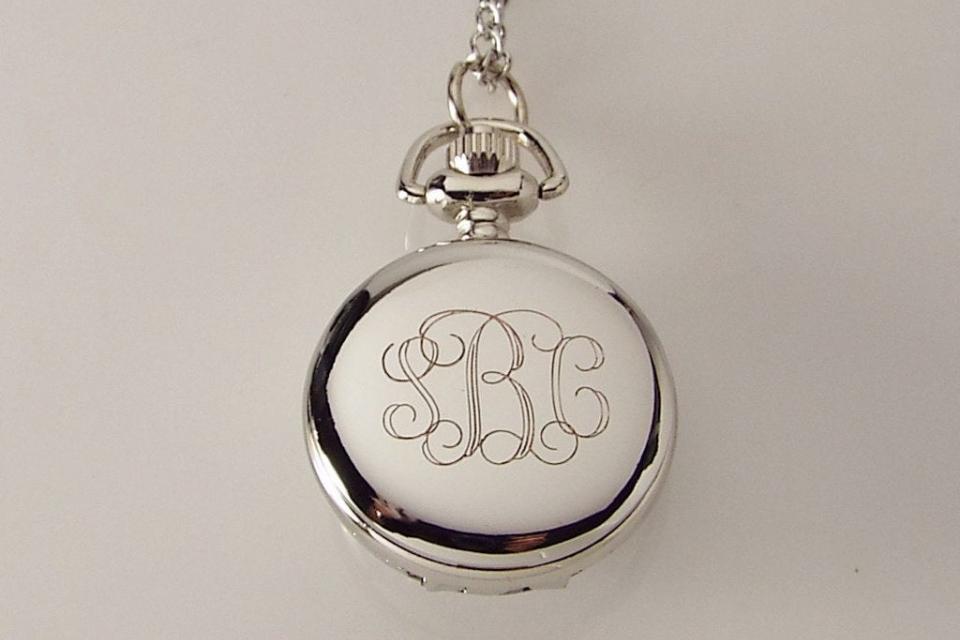 Personalized Pendant Watch Blue Butterfly with Music Design Custom Engraved Necklace Watch  - Hand Engraved