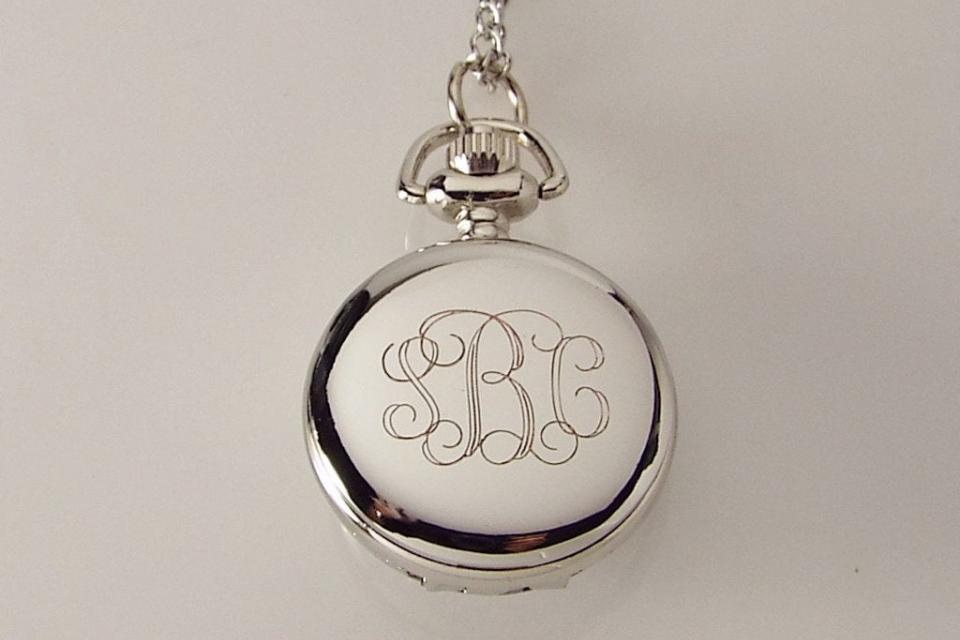 Personalized Pendant Watch Flower Design Custom Engraved Necklace Watch - Hand Engraved