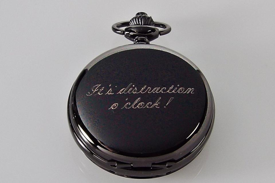 Pocket Watch Custom Engraved Black Finish Roman Numeral Cover Personalized Mechanical Double Dust Cover Wind Up - Hand Engraved