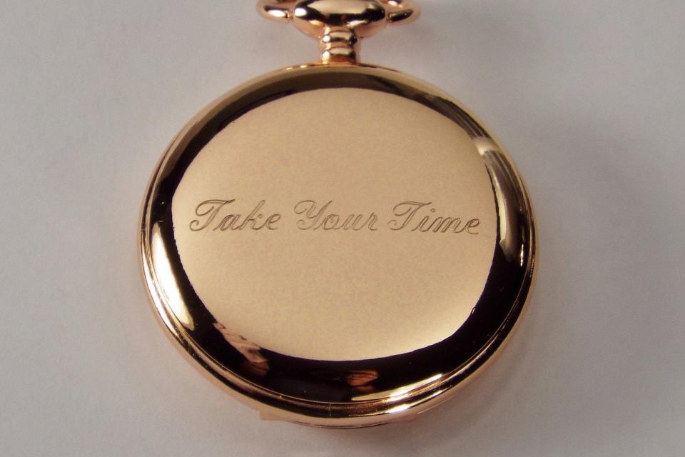 Personalized Pocket Watch Custom Engraved Rose Gold Color Quartz Pocket Watch with White Dial - Hand Engraved