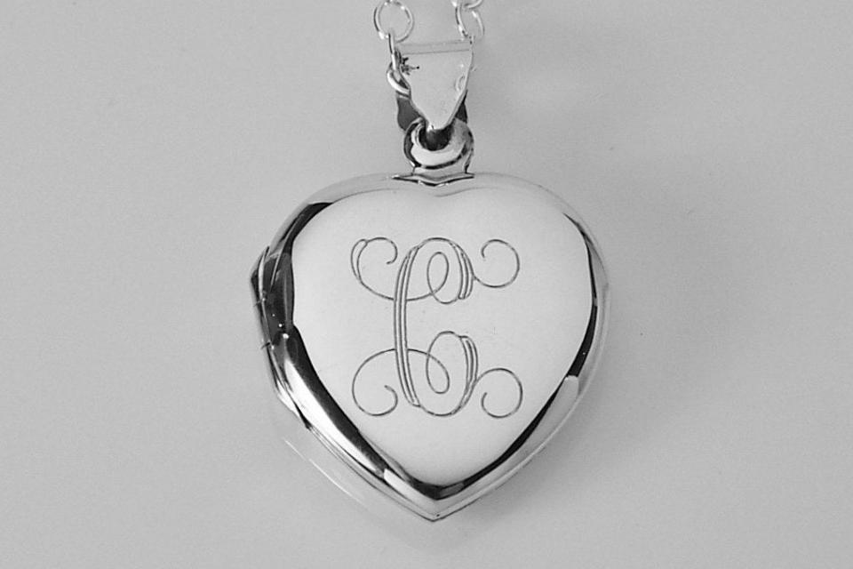 Custom Engraved Locket Personalized Sterling Silver Heart Locket 3/4 Inch - Hand Engraved