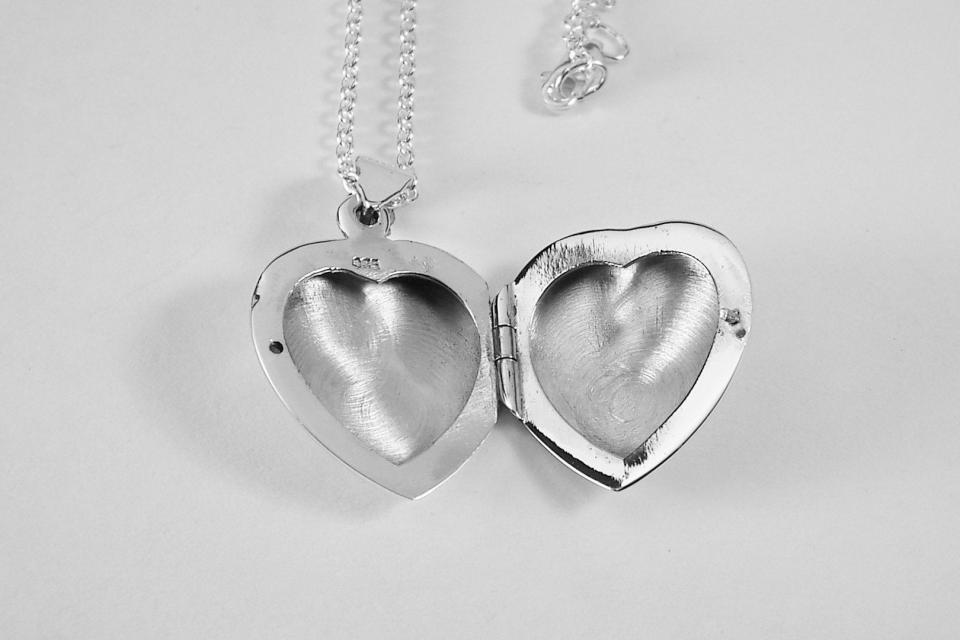 Custom Engraved Locket Personalized Sterling Silver Heart Locket 3/4 Inch - Hand Engraved