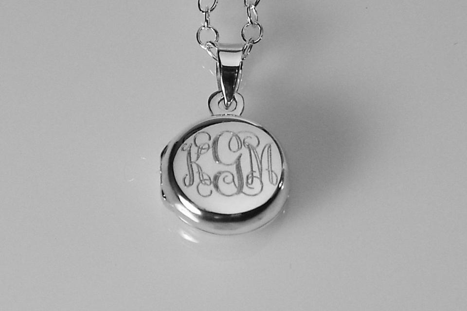 Personalized Sterling Silver Round Locket Petite 1/2 Inch Custom Engraved - Hand Engraved