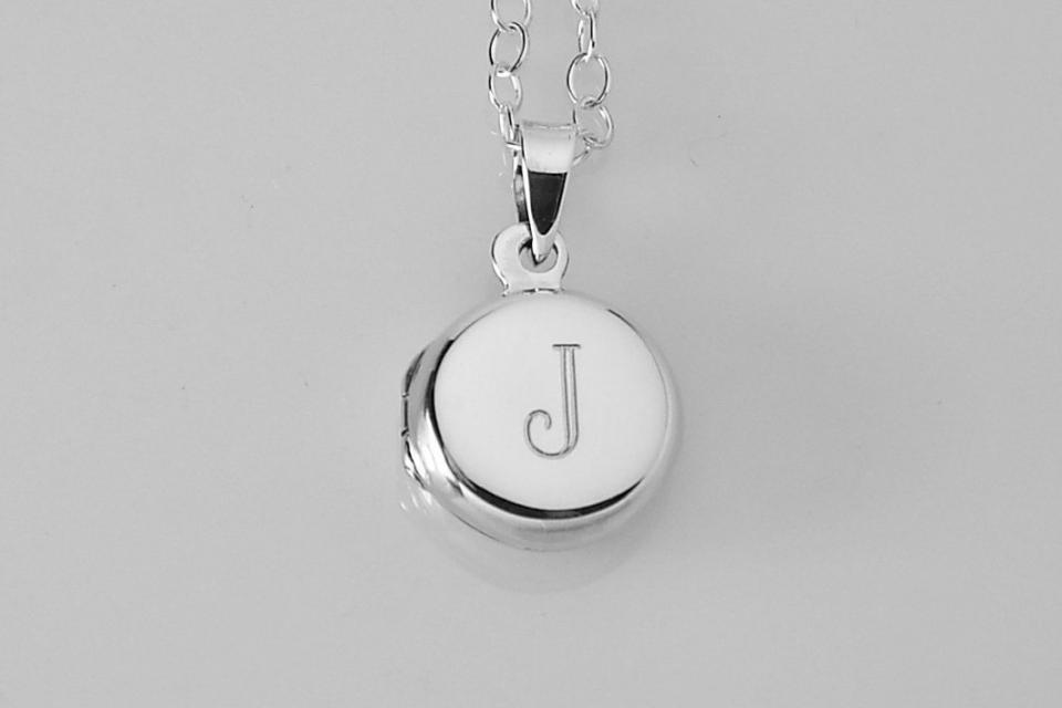 Personalized Sterling Silver Round Locket Petite 1/2 Inch Custom Engraved - Hand Engraved