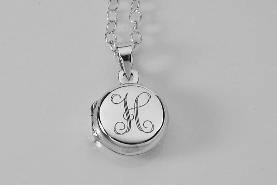 Personalized Sterling Silver Round Locket Petite 1/2 Inch Custom Engraved - Hand Engraved