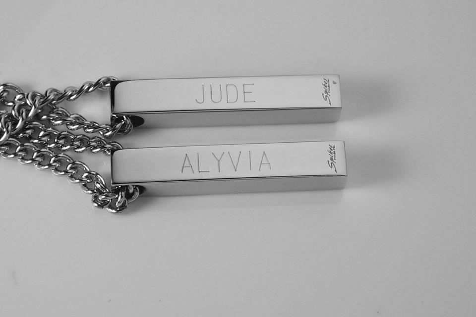 Personalized Custom Engraved Couples Secret Heart Necklace Set Stainless Steel Designer Jewelry - Hand Engraved