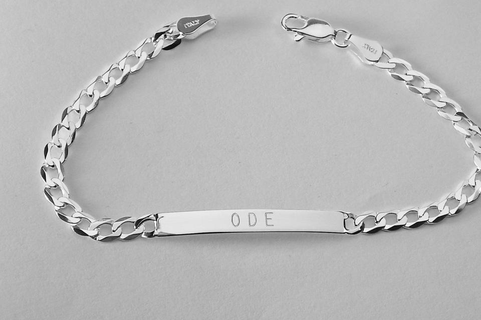 Custom Engraved Personalized Sterling Silver Lightweight 8 Inch Slim ID Bracelet - Hand Engraved