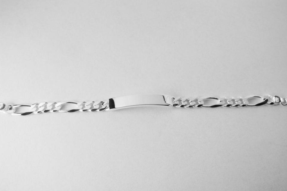 Custom Engraved ID Bracelet Sterling Silver 7 Inch Length Personalized - Hand Engraved