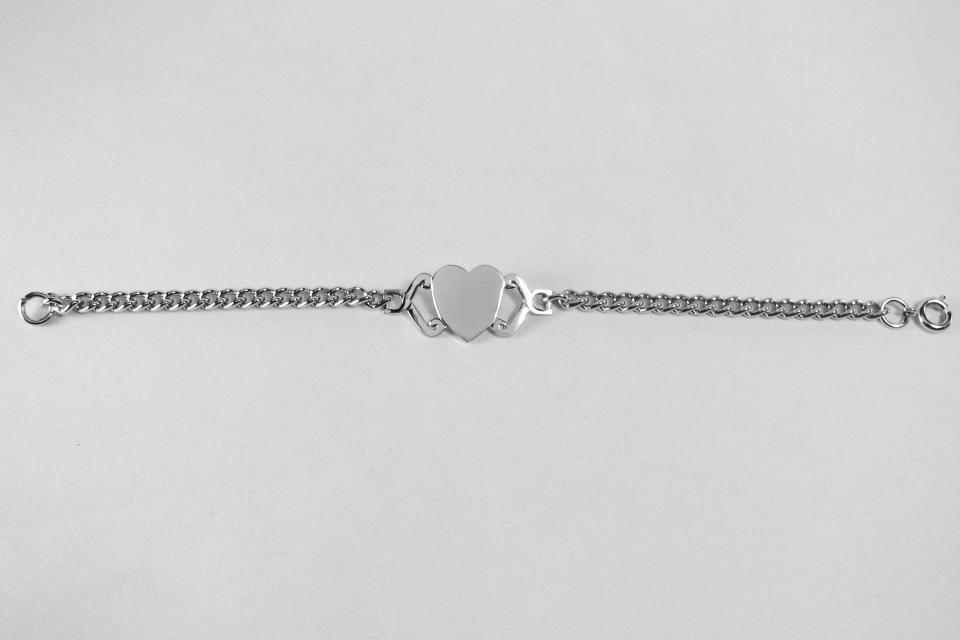 Personalized Jewelry Custom Engraved Silver Heart ID Bracelet 6.5 inch - Hand Engraved