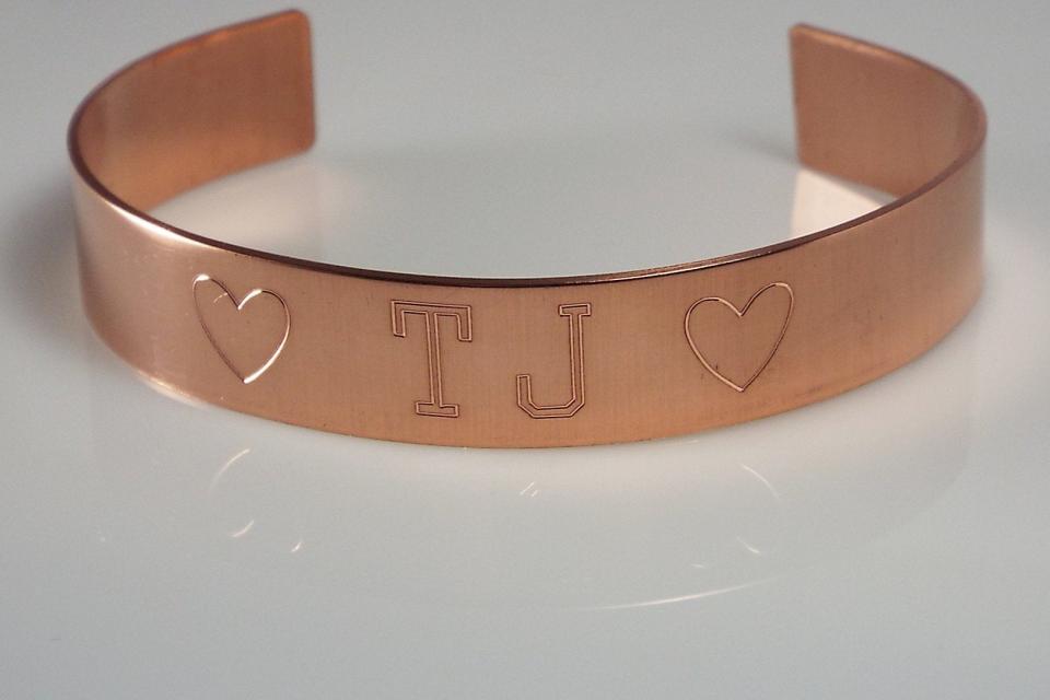 Custom Engraved Monogram Bracelet Personalized Copper Cuff Style Name Initial or Monogram - Hand Engraved