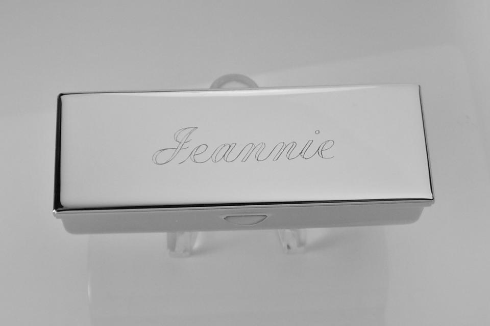 Engraved Lipstick Case Custom Personalized Nickel Plated Single Lipstick Case with Mirror - Hand Engraved