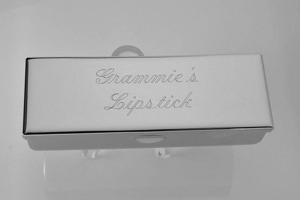 Engraved Lipstick Case Custom Personalized Nickel Plated Single Lipstick Case with Mirror - Hand Engraved
