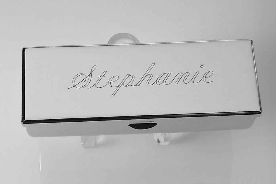 Engraved Lipstick Case Custom Personalized Nickel Plated Single Lipstick Case with Mirror - Hand Engraved