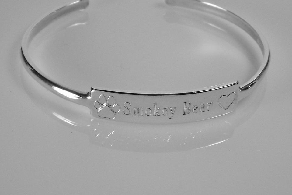 Custom Engraved Name Bracelet Personalized Sterling Silver Cuff Style Name or Initial - Hand Engraved